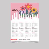 2025 Calendar Template, 2025 wall calendar design,creative abstract design for 2025 new year vector