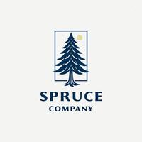 Classic Spruce Tree Pine Evergreen hemlock conifer cedar coniferous cypress larch pinus tree logo design vector