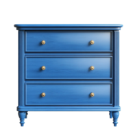 Blue Storage Chest with Three Drawers on Transparent Background png