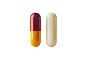 colorida cápsulas representando medicação dentro uma clínico configuração com uma foco em saúde e bem estar png
