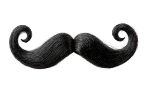 Big bushy black mustache displayed on a plain background showing unique styling and shape for facial hair enthusiasts png