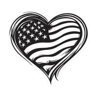 USA Flag In The Form Of A Heart Stock Illustration Image isolated on white background, vector