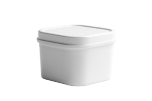 White square container with a lid placed on a plain background for storage or organization png