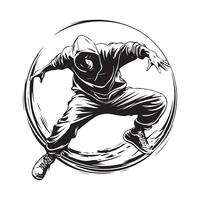 Hip Hop Break Dancer Images. Break Dancing man pose silhouette isolated on white background. vector