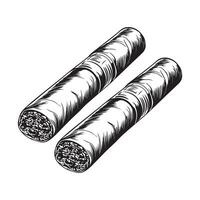 Black and white Cuban Cigars Image Illustration on white background. vector