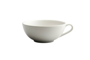Minimalist white ceramic cup on a plain background ready for beverage or culinary presentation in a modern setting png