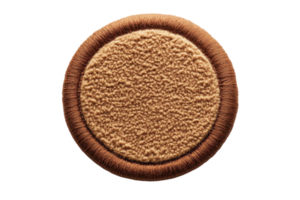 Unique round textile design in warm tones with a soft texture displayed on a neutral backdrop png