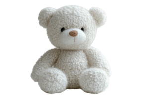 Soft beige teddy bear sits comfortably on a clean surface in a bright setting png