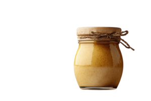 Honey in a glass jar with a wooden lid, showcasing natural sweetness and rustic charm in a simple kitchen setting png