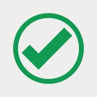 Check mark and symbol in flat style vector