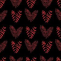 Valentine's day seamless pattern. Red outlines of hearts on a black background. illustration for background, greeting card, adult store, packaging, wrapping paper, fabric vector