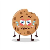 Cute upset expression of cookies cartoon character vector