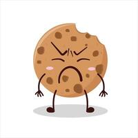 Cute annoyed expression of cookies cartoon character vector