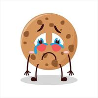Cute cry expression of cookies cartoon character vector