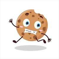 Cute terrified running expression of cookies cartoon character vector