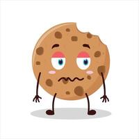 Cute grumpy expression of cookies cartoon character vector