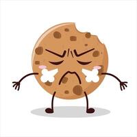 Cute mad expression of cookies cartoon character vector