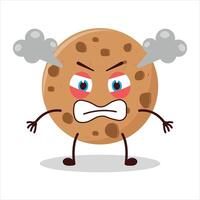 Cute furious expression of cookies cartoon character vector