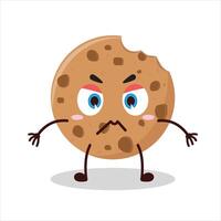 Cute irritated expression of cookies cartoon character vector