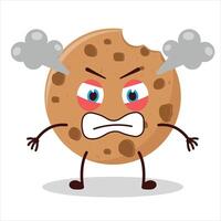 Cute mad expression of cookies cartoon character vector