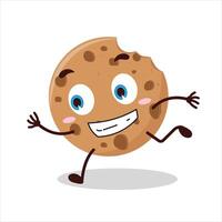 Cute rush running expression of cookies cartoon character vector