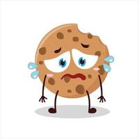 Cute depressed expression of cookies cartoon character vector