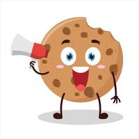 Cute happy expression of cookies carry megaphone cartoon character vector