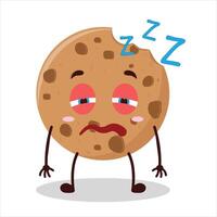 Cute sleepy expression of cookies cartoon character vector