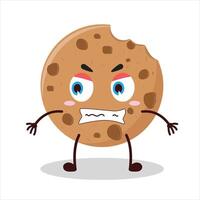 Cute angry expression of cookies cartoon character vector