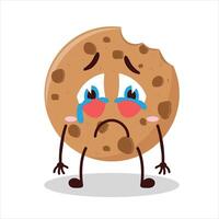 Cute cry expression of cookies cartoon character vector