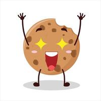 Cute excited expression of cookies cartoon character vector