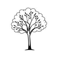 A simple, elegant black and white illustration of a stylized tree. vector