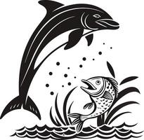 Powerful Silhouette of a Leaping Fish icon vector