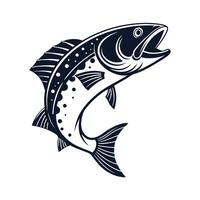 stylized silhouette of a fish leaping towards symbol vector
