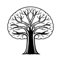 black outline drawing of a tree icon vector