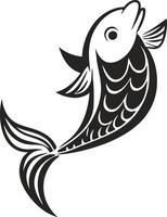 Striking Silhouetted Fish in a Powerful Jump symbol vector