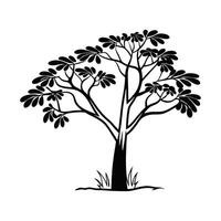 Simple Black and White Outline Drawing of a Tree icon vector