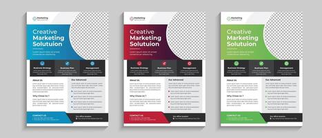 Abstract creative corporate and business flyer brochure template design with three color variation bundle. Template design for Brochure, Magazine, Poster, Leaflet Presentation, Flyer, layout vector