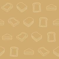 Outline Collection of Peanut bread Seamless Pattern illustration Design vector