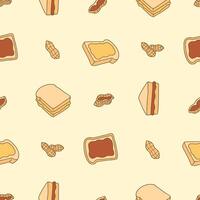 Peanut Butter bread Seamless Pattern illustration Design vector
