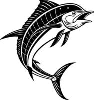 graphic features a playful fish silhouette in black and white. vector