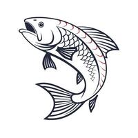 stylized silhouette of a fish leaping towards vector