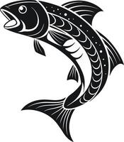 graphic features a playful fish silhouette in black and white vector