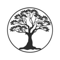 This elegant black and white silhouette of a tree is perfect for various design projects. vector