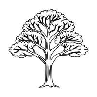 Simple Black and White Outline Drawing of a Tree symbol vector