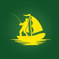 Man on boat trendy artwork attractive abstract illustration colorful valuable design vector