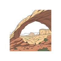 A cartoon drawing of a man standing in front of an arch vector