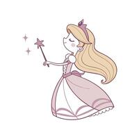Princess with wand and star on white background vector