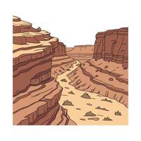 A cartoon illustration of a canyon in the desert vector