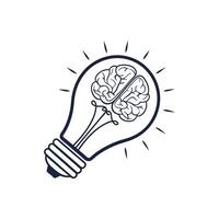 Light bulb with brain idea vector